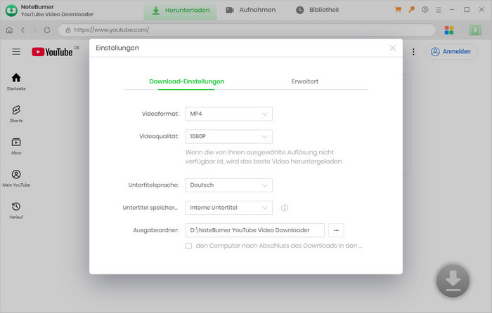 Ausgabeeinstellungen anpassen